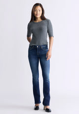 Buffalo David Bitton Tabbey Women's Elbow-Length Sleeve Ribbed Top, Raven Grey - KT0152F Color RAVEN