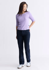 Buffalo David Bitton Tabbey Women's Elbow-Length Sleeve Ribbed Top, Purple - KT0152F Color PURPLE ROSE