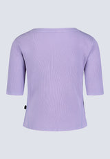 Tabbey Women's Elbow-Length Sleeve Ribbed Top, Purple - KT0152F