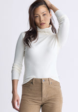 Mavra Women's Ribbed Turtleneck Top, Egret white - KT0164F