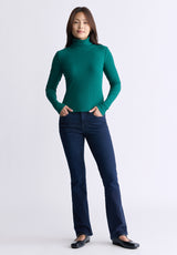 Buffalo David Bitton Mavra Women's Long-Sleeve Turtleneck Top, Forest Green - KT0164F Color RAINFOREST