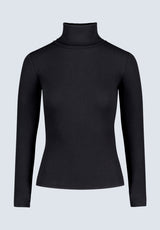 Mavra Women's Ribbed Turtleneck Top, Black - KT0164H