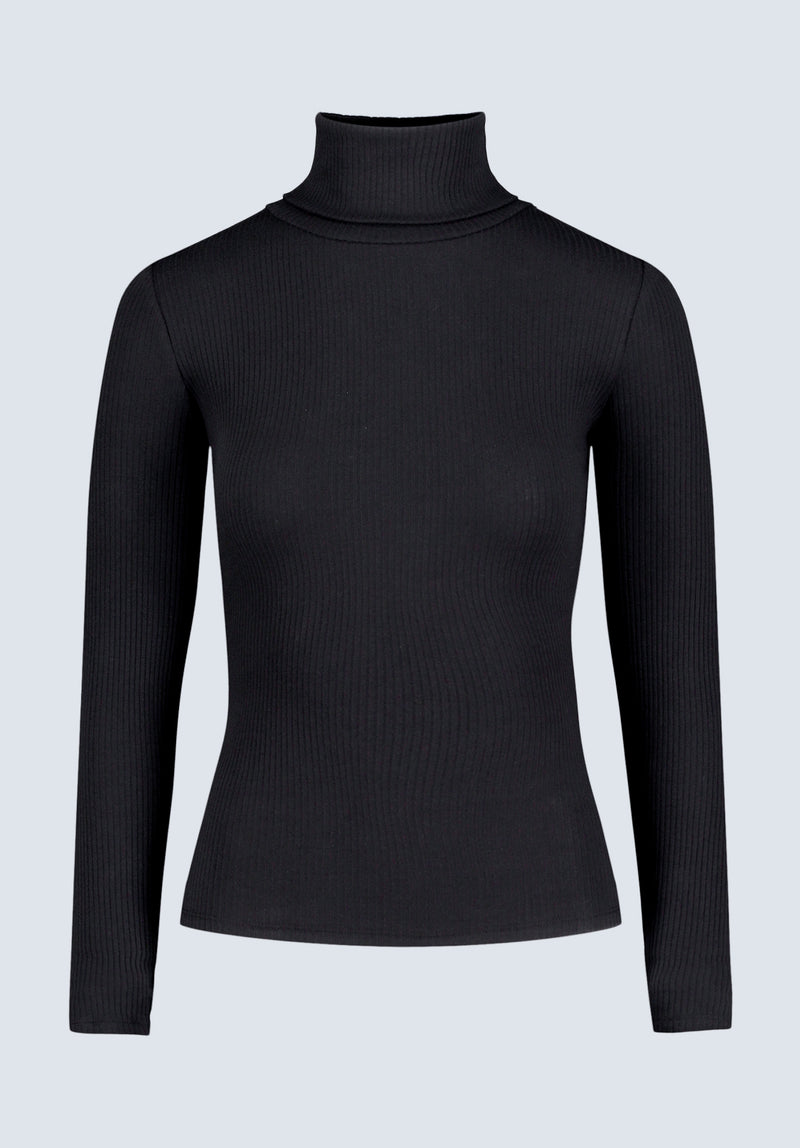 Mavra Women's Ribbed Turtleneck Top, Black - KT0164H