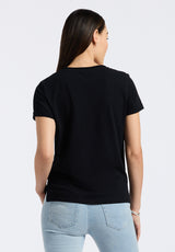 Moxie Women's Slub Knit V-Neck T-Shirt, Black - KT0179P