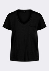 Moxie Women's Slub Knit V-Neck T-Shirt, Black - KT0179P