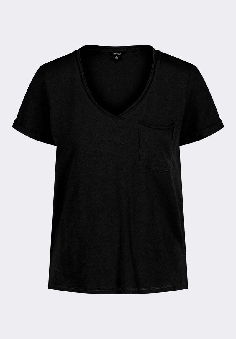 Moxie Women's Slub Knit V-Neck T-Shirt, Black - KT0179P