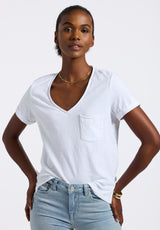 Moxie Women's Slub Knit V-Neck T-Shirt, White - KT0179P