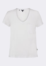 Moxie Women's Slub Knit V-Neck T-Shirt, White - KT0179P