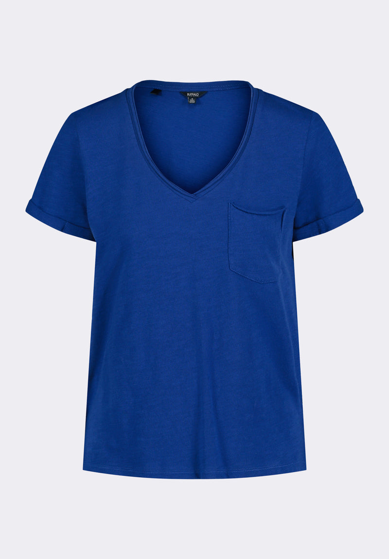 Moxie Women's Slub Knit V-Neck T-Shirt, Sodalite Blue - KT0179P