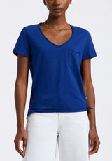 Moxie Women's Slub Knit V-Neck T-Shirt, Sodalite Blue - KT0179P