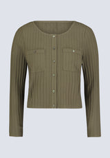 Buffalo David Bitton Albertina Women's Ribbed Long-Sleeve Button-Up Top, Olive green - KT0205H