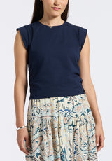 Alanis Women's Sleeveless Top, Navy - KT0206P