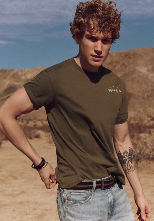 Toftlund Men's Graphic T-Shirt with Bull Skull Print, Fern Green - BM24635