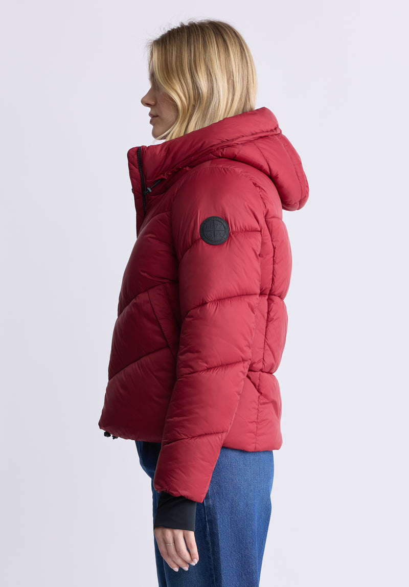 Janice Chilli Red Ladies Hooded Puffer Jacket - OBLEF008