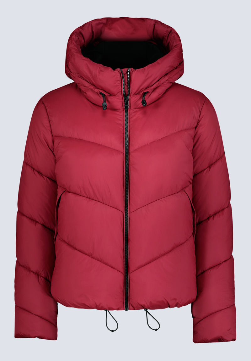 Janice Chilli Red Ladies Hooded Puffer Jacket - OBLEF008