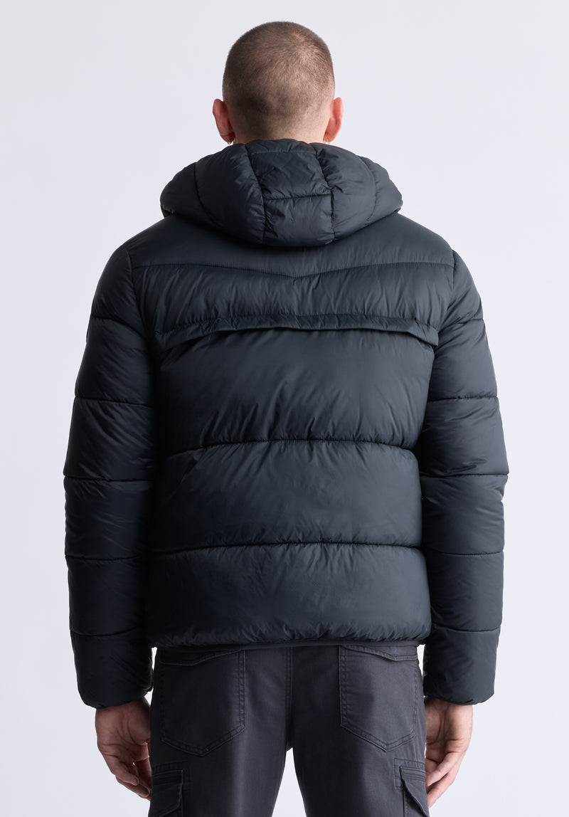 Jerome Black Men's Hooded Puffer Jacket - OBMEF006