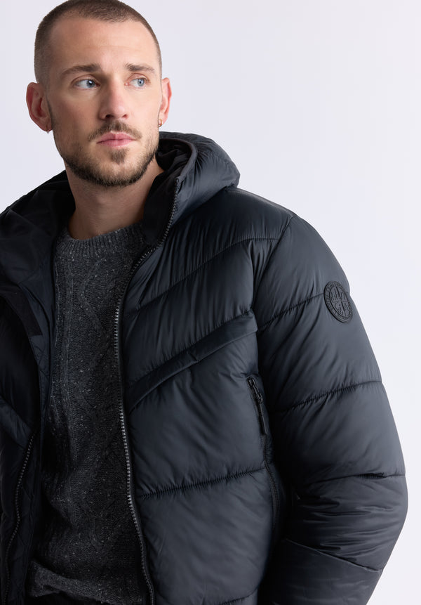 Manteau Matelassé Noir Jerome pour Hommes - OBMEF006