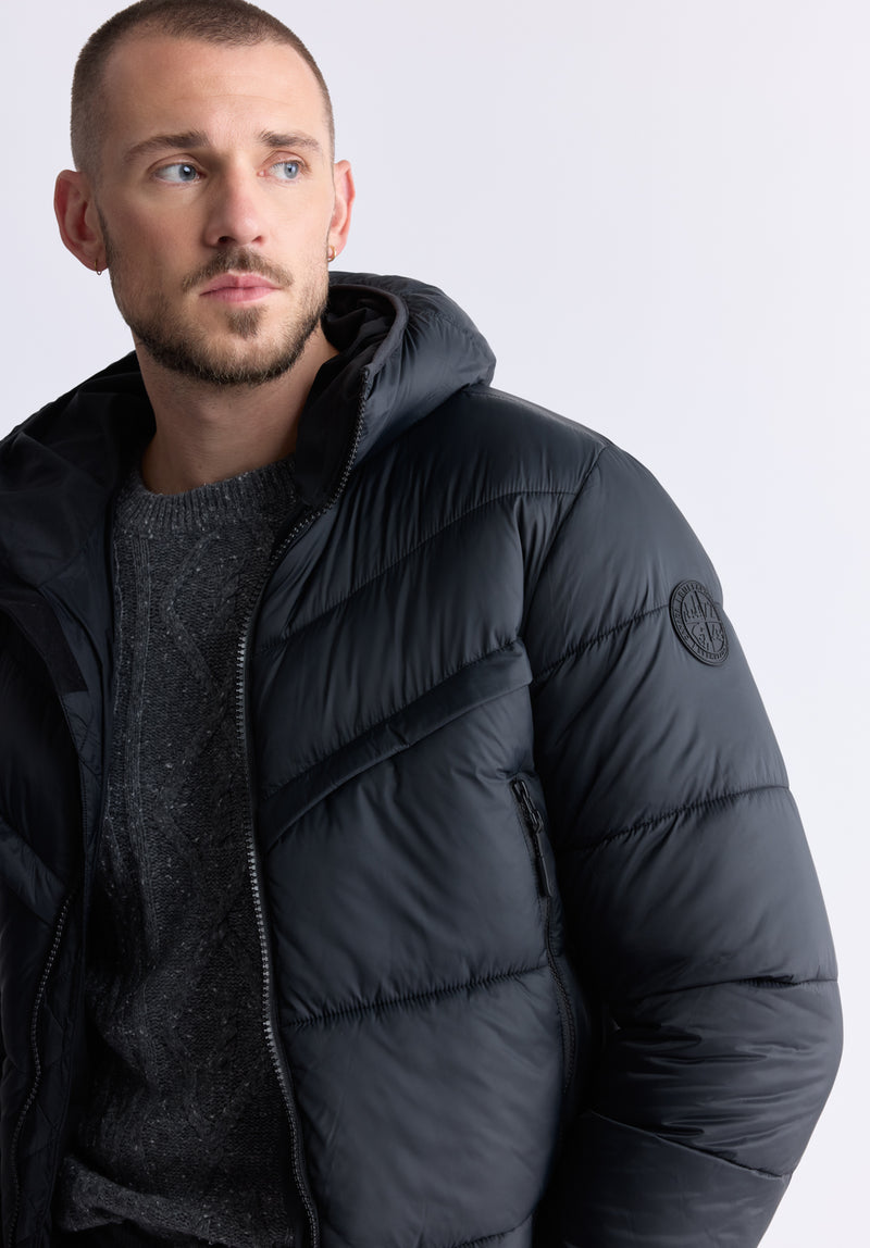 Jerome Black Men's Hooded Puffer Jacket - OBMEF006