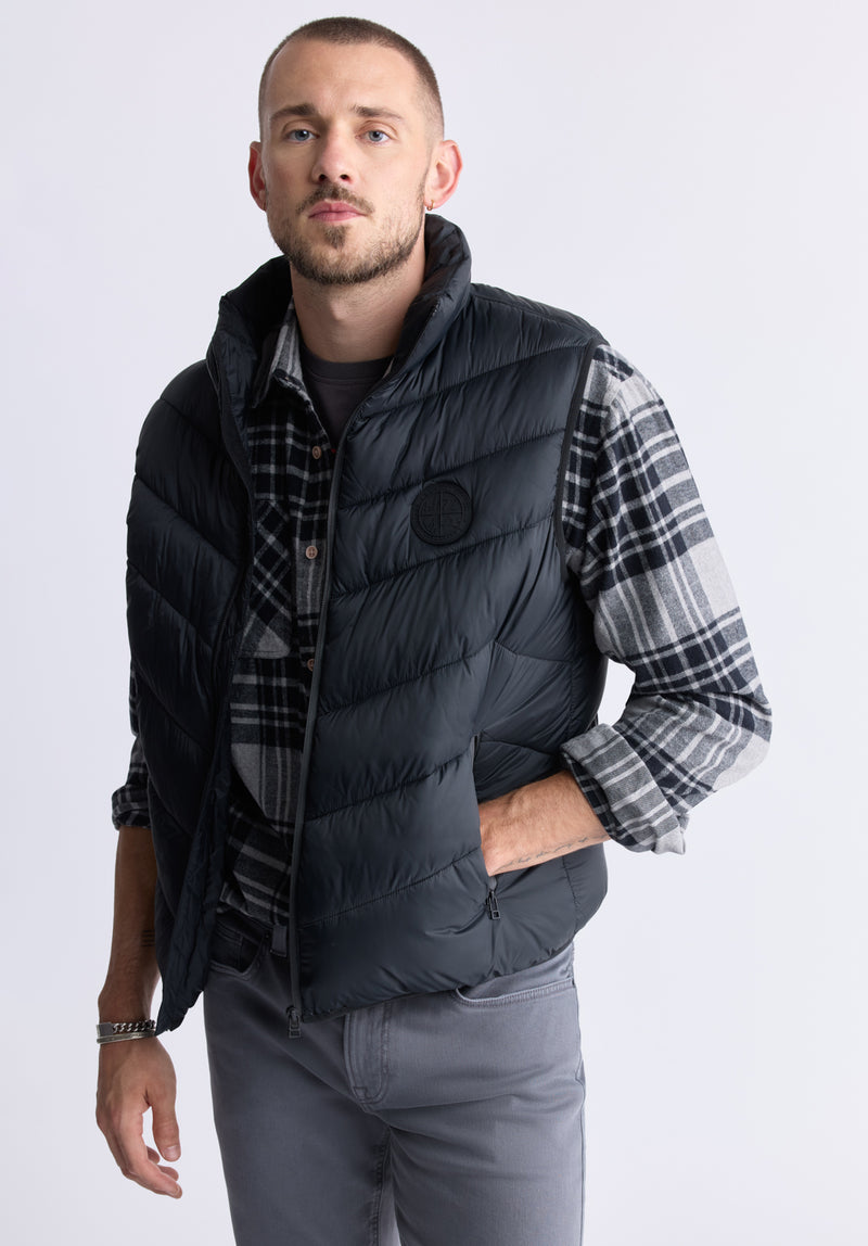 Davies Black Men's Puffer Vest - OBMEF007