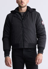 Cliff Men's Hooded Zip-up Jacket, Black - OBMFB001