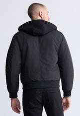 Cliff Men's Hooded Zip-up Jacket, Black - OBMFB001