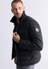 Aiden Men's Quilted Button-Front Jacket, Black - OBMFJ001