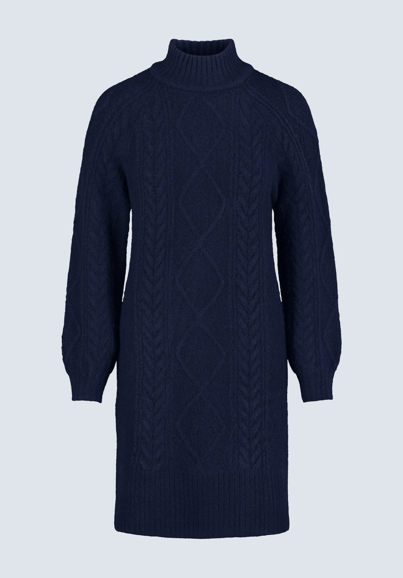 Levelle Women's Cable Knit Turtleneck Sweater Dress, Navy - SD0005H