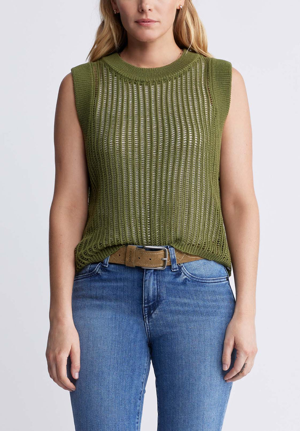 Syden Women's Openwork Knit Tank Top In Olive Green – Buffalo Jeans