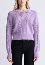 Buffalo David Bitton Camellia Women's Cable-Knit Sweater, Purple Rose - SW0072F Color PURPLE ROSE