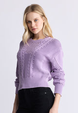 Buffalo David Bitton Camellia Women's Cable-Knit Sweater, Purple Rose - SW0072F Color PURPLE ROSE