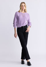 Buffalo David Bitton Camellia Women's Cable-Knit Sweater, Purple Rose - SW0072F Color PURPLE ROSE