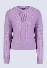 Camellia Women's Cable-Knit Sweater, Purple Rose - SW0072F