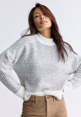 Kieryn Women's Textured Knit Crewneck Sweater, Grey - SW0077F