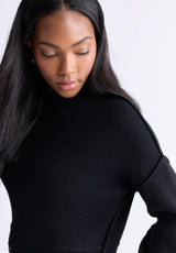 Seema Women’s Dropped Sleeve Cropped Sweater, Black - SW0095F