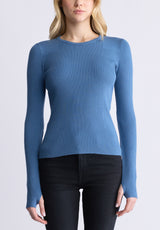 Buffalo David Bitton Zoella Women's Close-Fit Ribbed Sweater Top, Coronet Blue - SW0098F Color CORONET BLUE