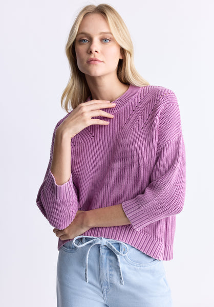 Buffalo David Bitton Kassanda Women's 3/4 Sleeve Knit Sweater, Purple - SW0100H