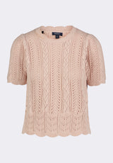 Posey Women's Short-Sleeve Crochet Knit Sweater Top, Cameo Rose - SW0108P