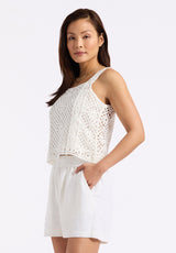 Thalassa Women's Crochet Tank Top, White - SW0121P