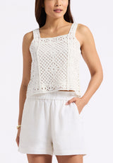 Thalassa Women's Crochet Tank Top, White - SW0121P