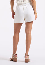 Giustina Women's Linen Blend High-Waisted Shorts, Off-White - WB0015P