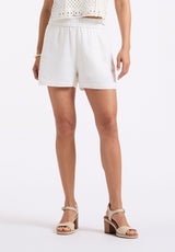 Giustina Women's Linen Blend High-Waisted Shorts, Off-White - WB0015P