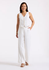 Adelina Women's Linen Blend Wide-Leg Pants, Off-White - WB0027P