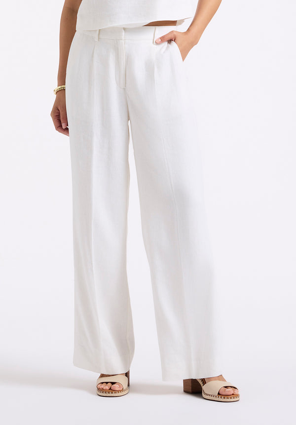 Adelina Women's Linen Blend Wide-Leg Pants, Off-White - WB0027P