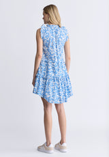Ambra Women's Dress with Ruffles, Blue Flowers - WD0046S