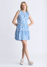 Ambra Women's Dress with Ruffles, Blue Flowers - WD0046S