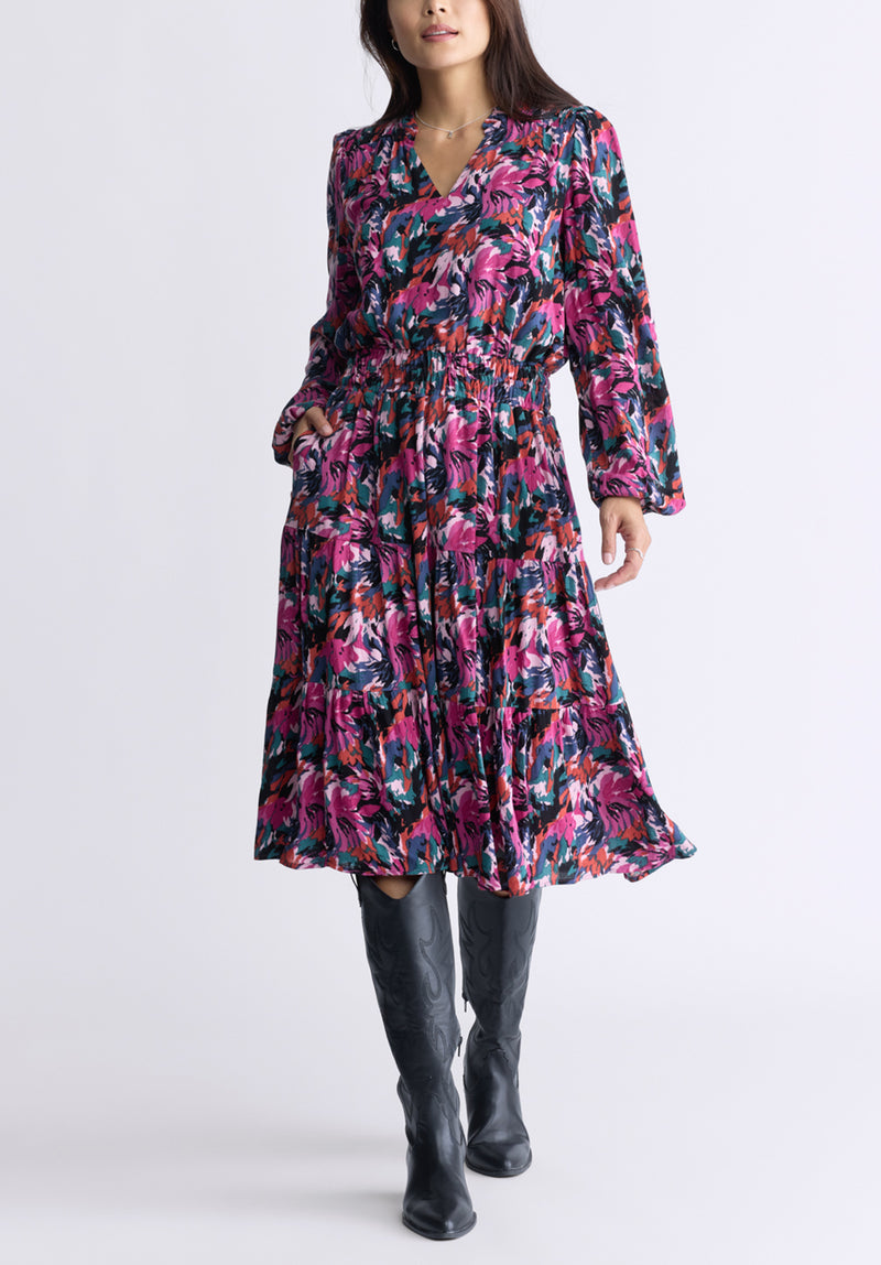 Buffalo David Bitton Karrigan Women's Long-Sleeve Midi Dress, Pink Floral - WD0059F Color ABSTRACT FLORAL