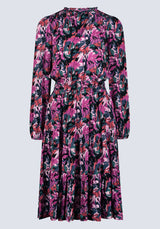 Karrigan Women's Long-Sleeve Midi Dress, Pink Floral - WD0059F