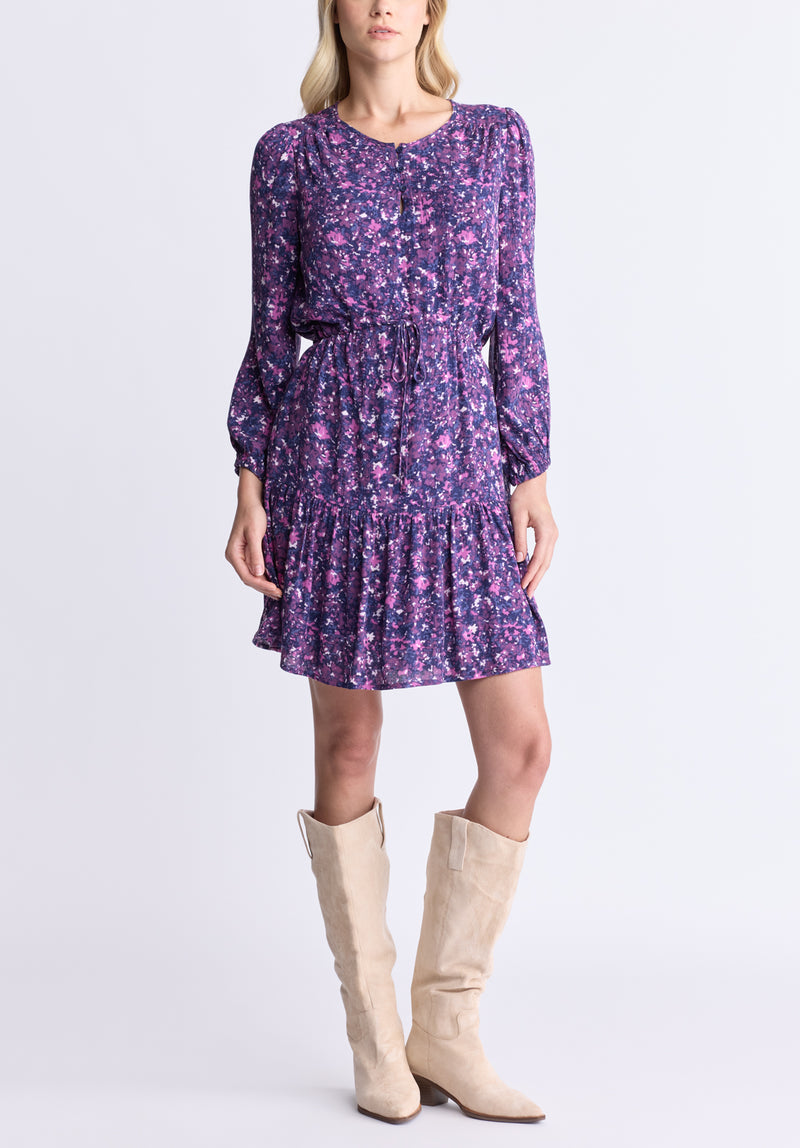 Buffalo David Bitton Rochelle Women's Floral Print Long-Sleeve Dress, Purple - WD0064H