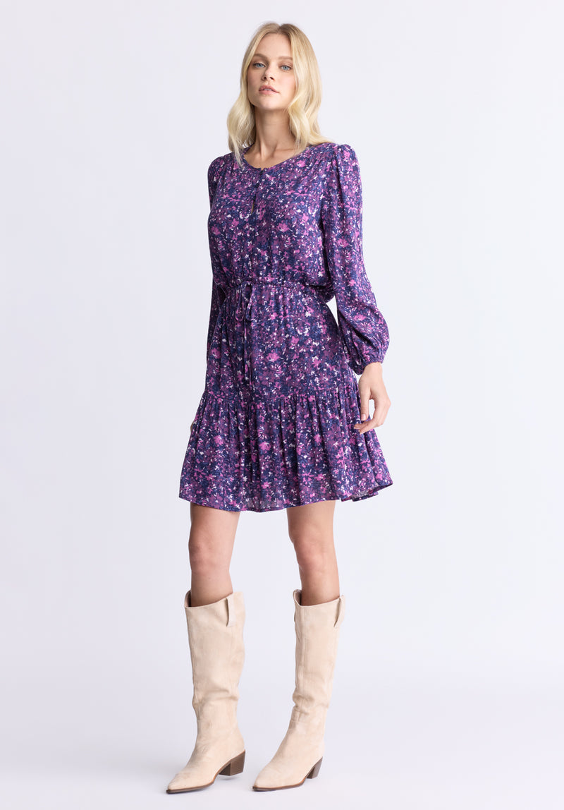 Buffalo David Bitton Rochelle Women's Floral Print Long-Sleeve Dress, Purple - WD0064H