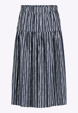 Lupita Women's Striped Tiered Midi Skirt, Mood Indigo - WS0014P